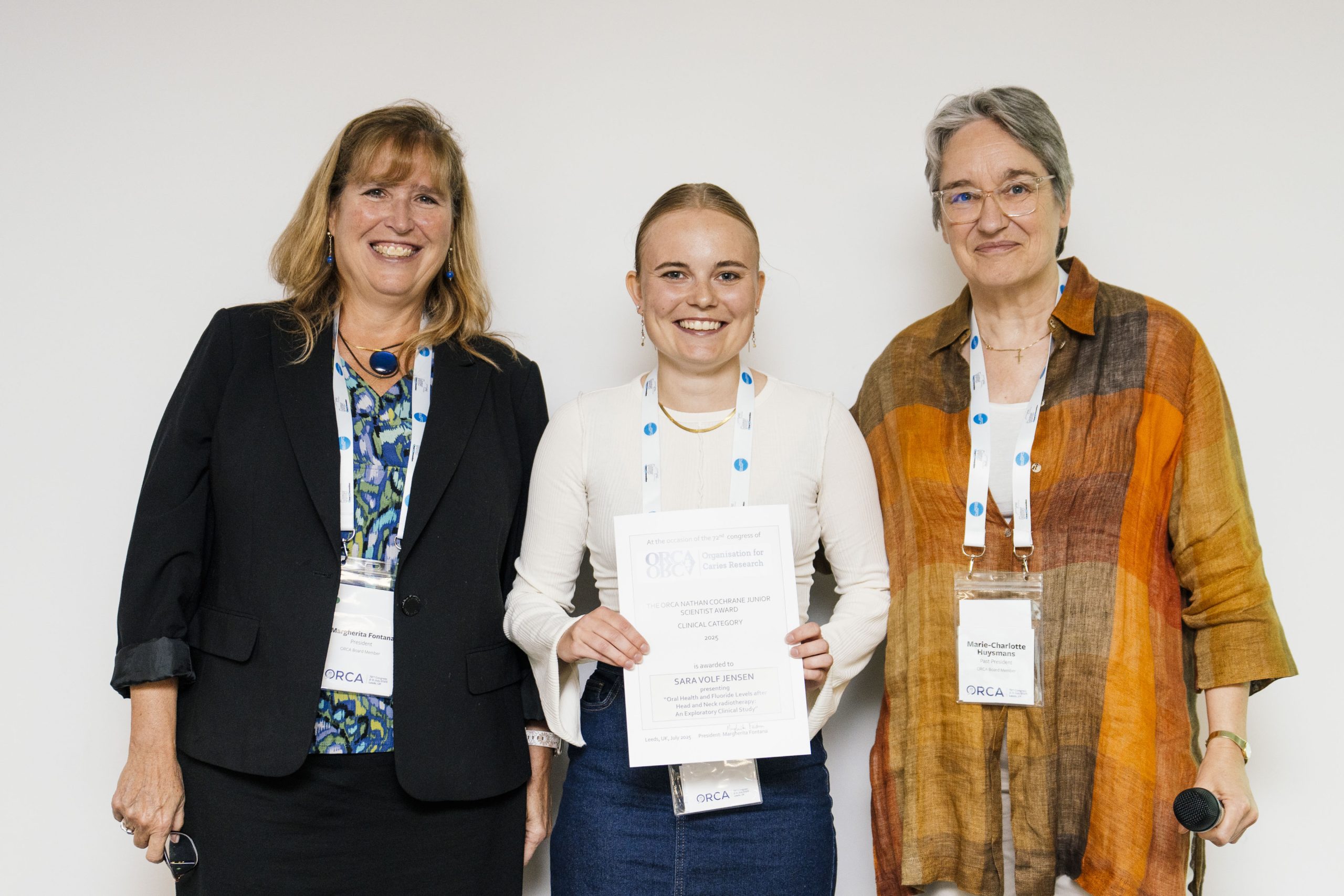 Sara Volf Jensen (middle), with ORCA President Margherita Fontana (left) and ORCA Past-president Marie-Charlotte Huysmans (right)