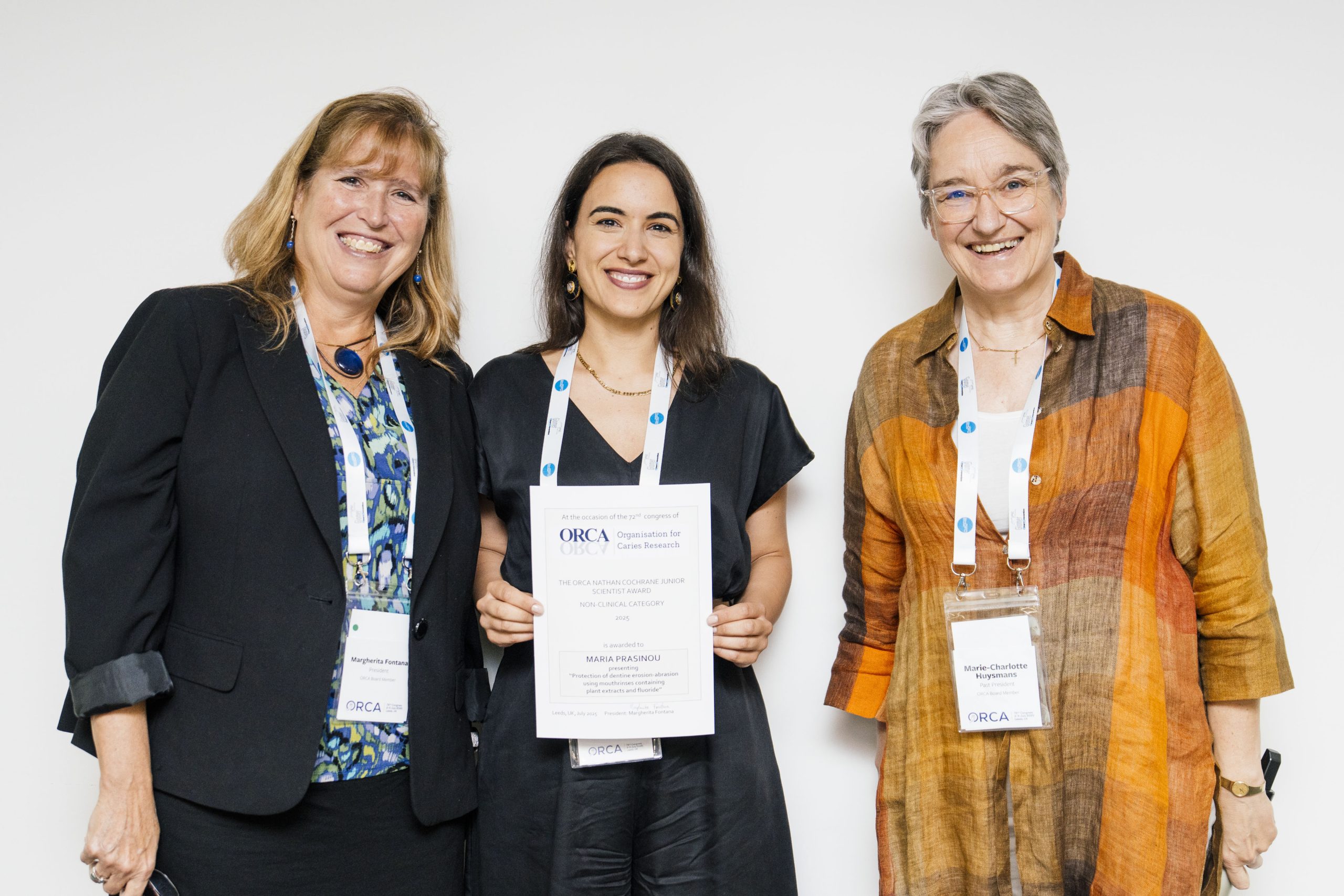Maria Prasinou (middle), with ORCA President Margherita Fontana (left) and ORCA Past-president Marie-Charlotte Huysmans (right)